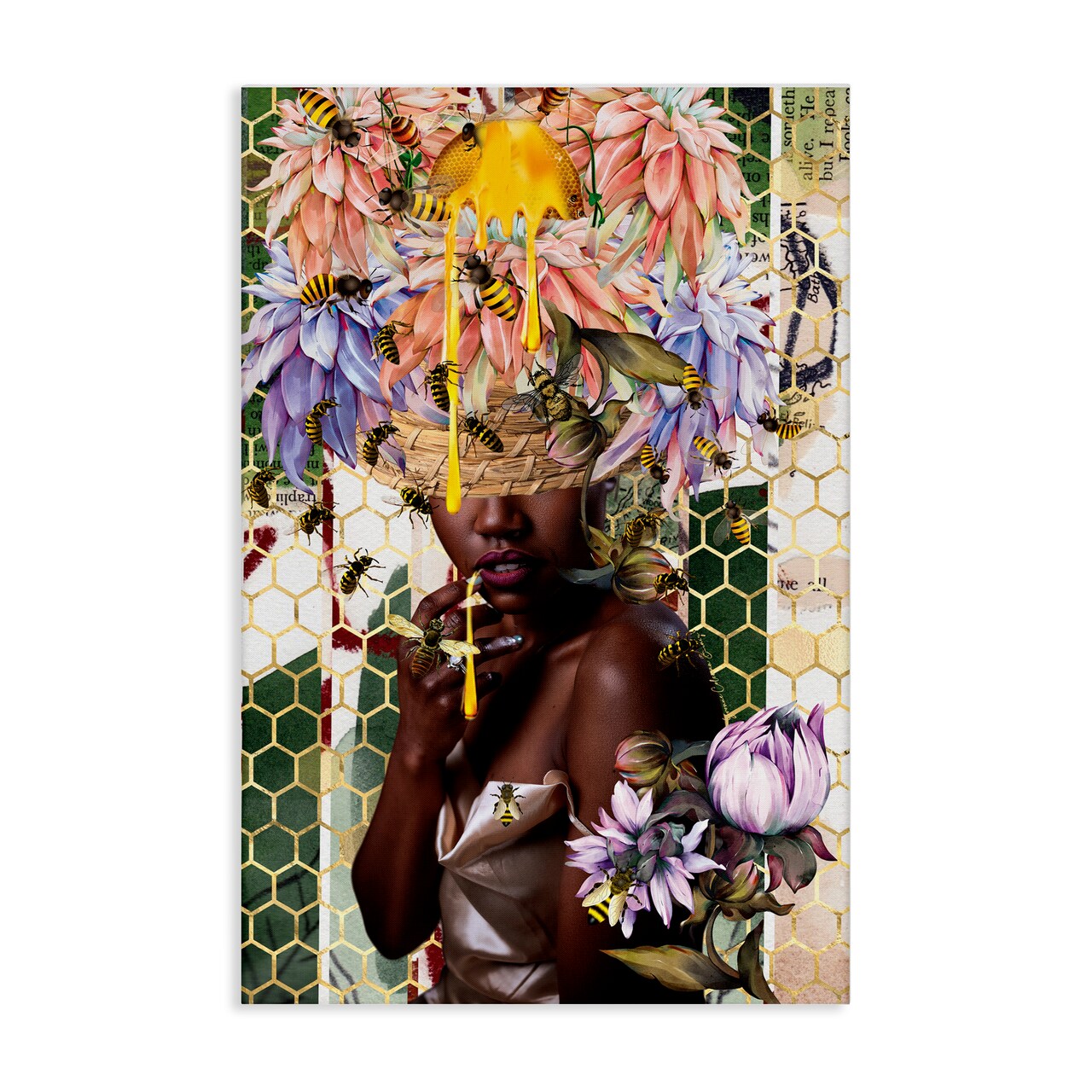 Stupell Industries Glam & Honeycomb Queen Bee Canvas Wall Art Design by Yvonne Coleman Burney